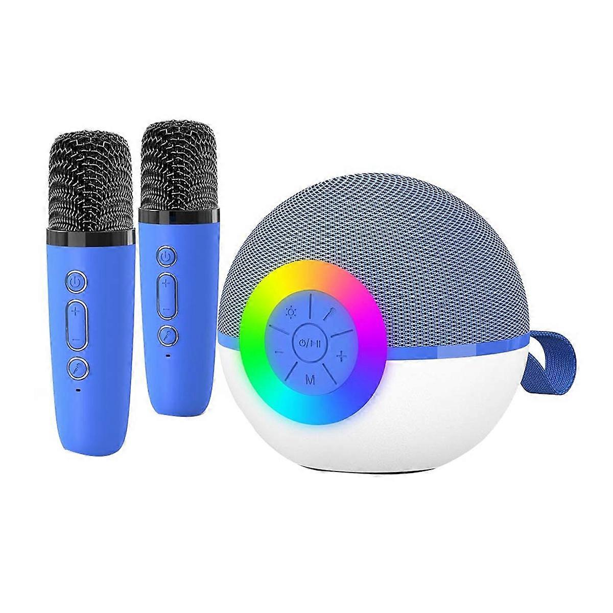 Mini Karaoke Machine with 2 Mic, Portable Bluetooth Microphone Song Toys with LED Light,Chritmas Bir