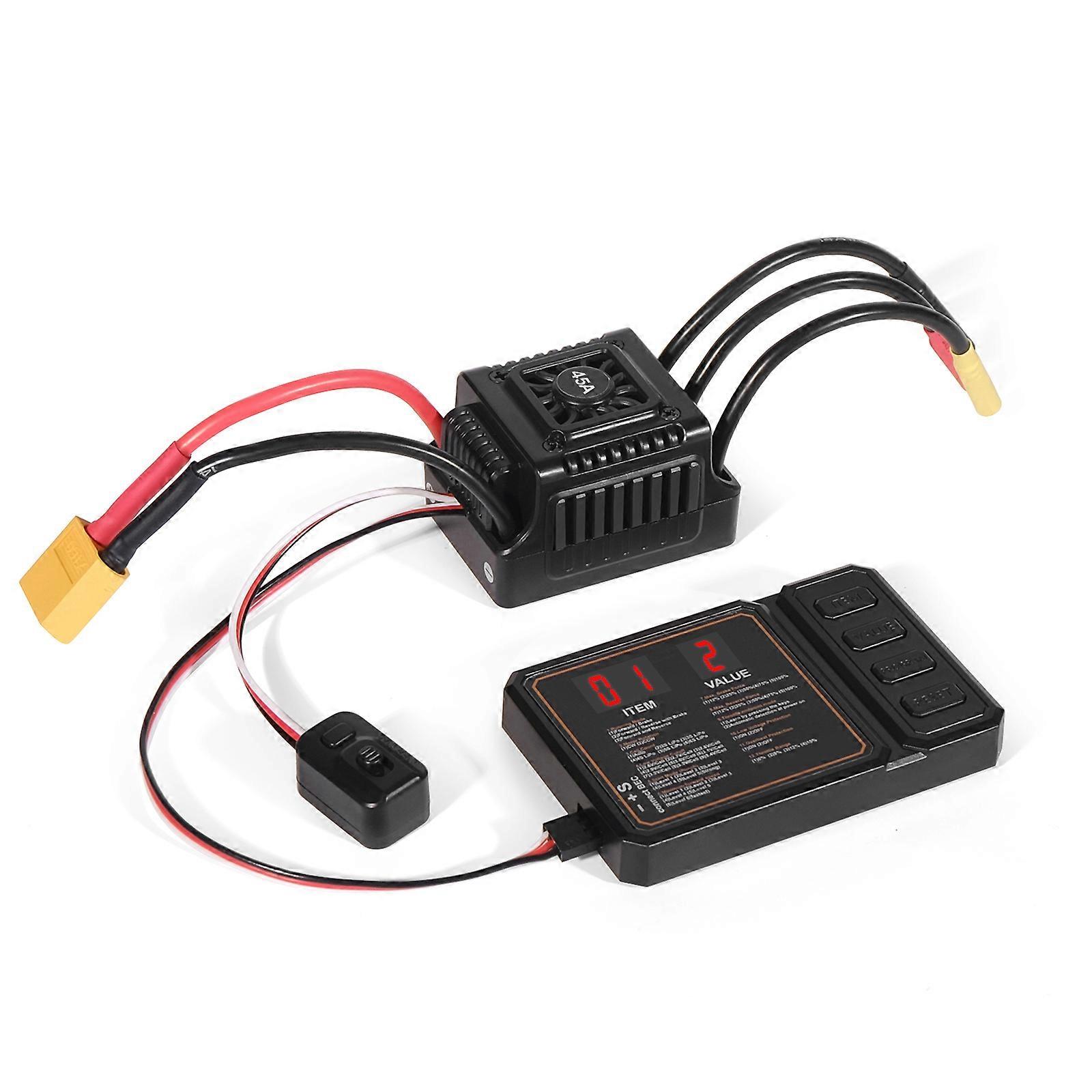 Fırçasız ESC Programlama Kartı ile Toz Geçirmez Elektronik Hız Kontrol Cihazı 45A PlayVehicle 1/10 OffRoad Araba Modifiye Kitleri Siyah