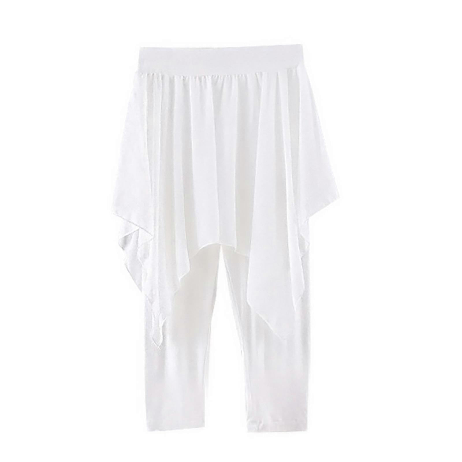 Contemporary Irregular Skirt Pants Easy to Paired with Any Top Trousers Suitable for Daily Life and Social Occasion Three points white XL