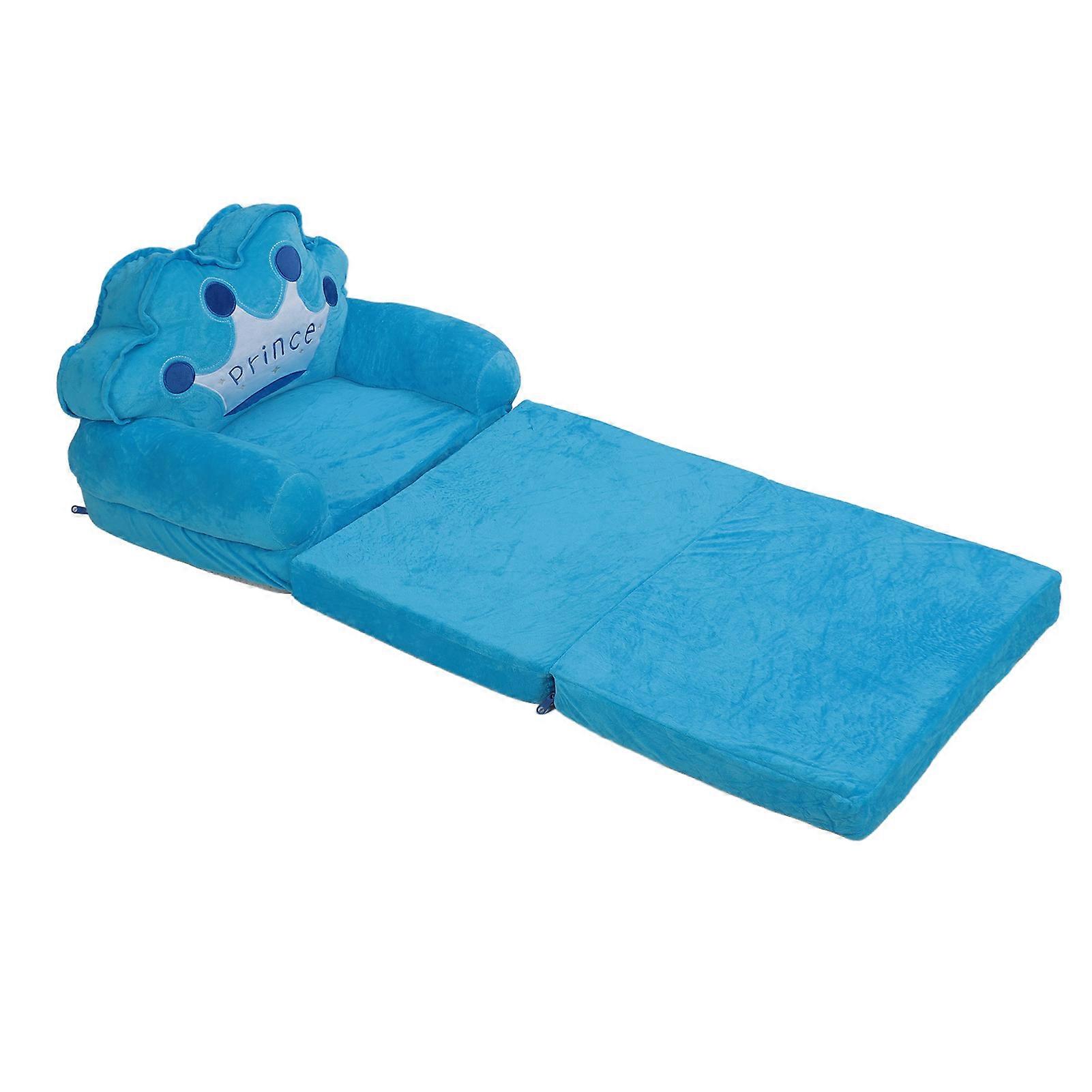 Foldable Cartoon Chair Lovely Crown Multi Functional Folding Kindergarten Reading Sofa Blue 3 Folding 