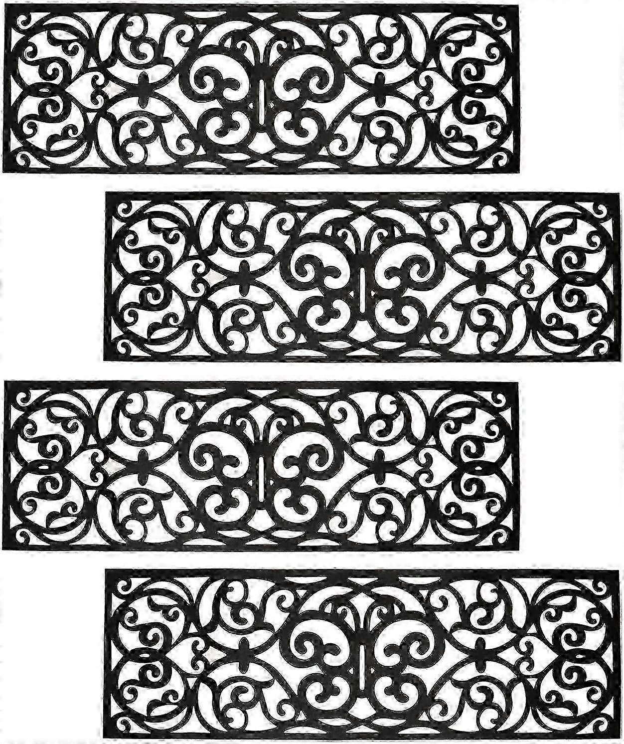 2025 حصائر درج مطاطية جديدة مكونة من 4 عبوات ، حصيرة درج غير قابلة للانزلاق ، ممسحة مطاطية قابلة للتمرير للأماكن الخارجية ، الداخلية ، المدخل ، السلالم (29 × 9.5 بوصة)