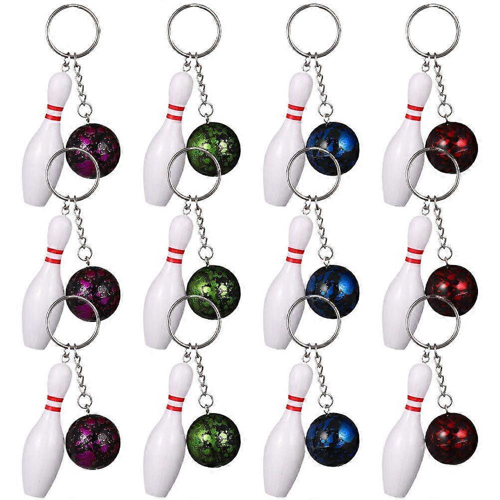 12Pcs Decorative Bowling Keychains Bag Backpack Hanging Keychains Decors Small Bowling Keychains