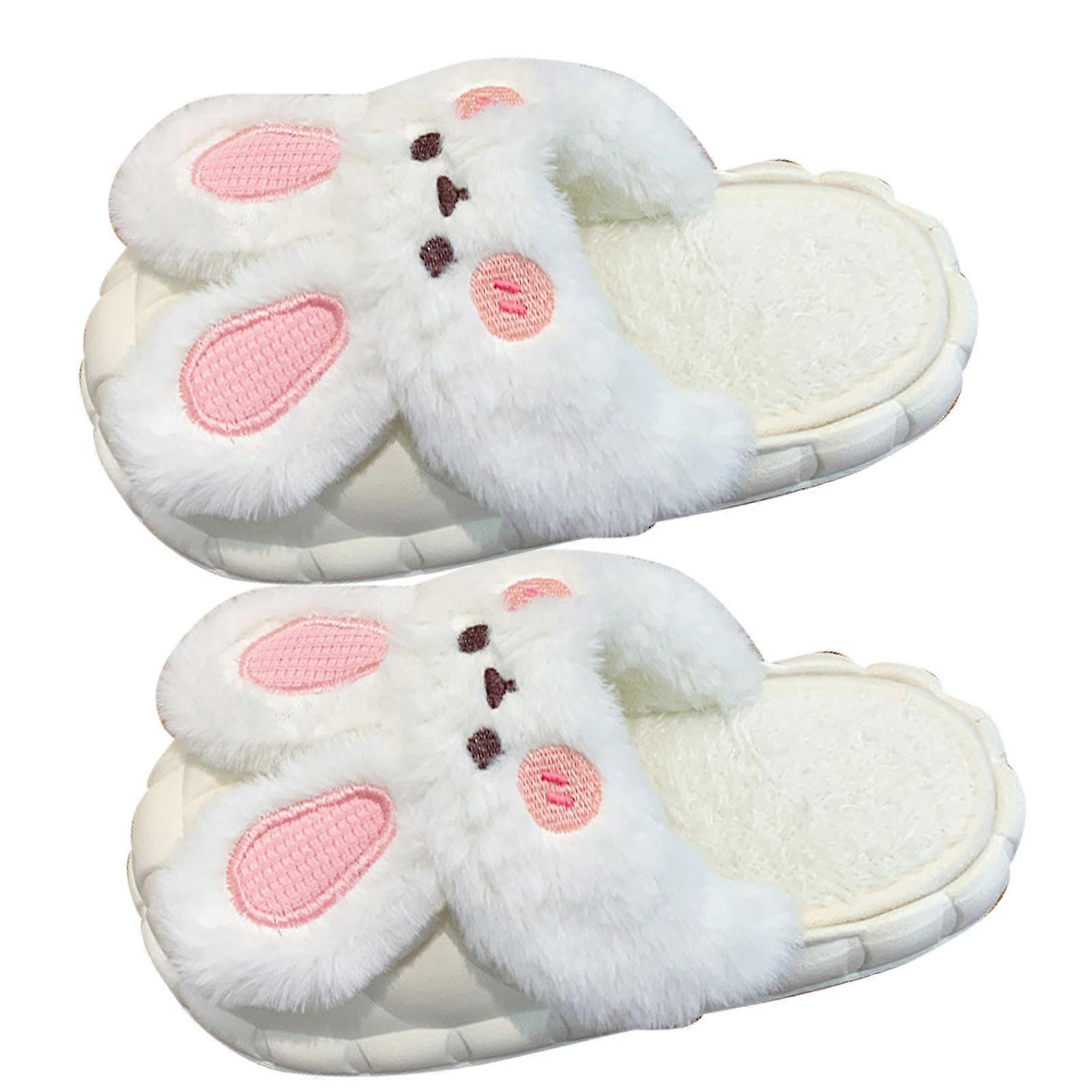Cute Rabbit Cotton Slippers Plush Soft Warm Removable Washable Winter Slipper for Home