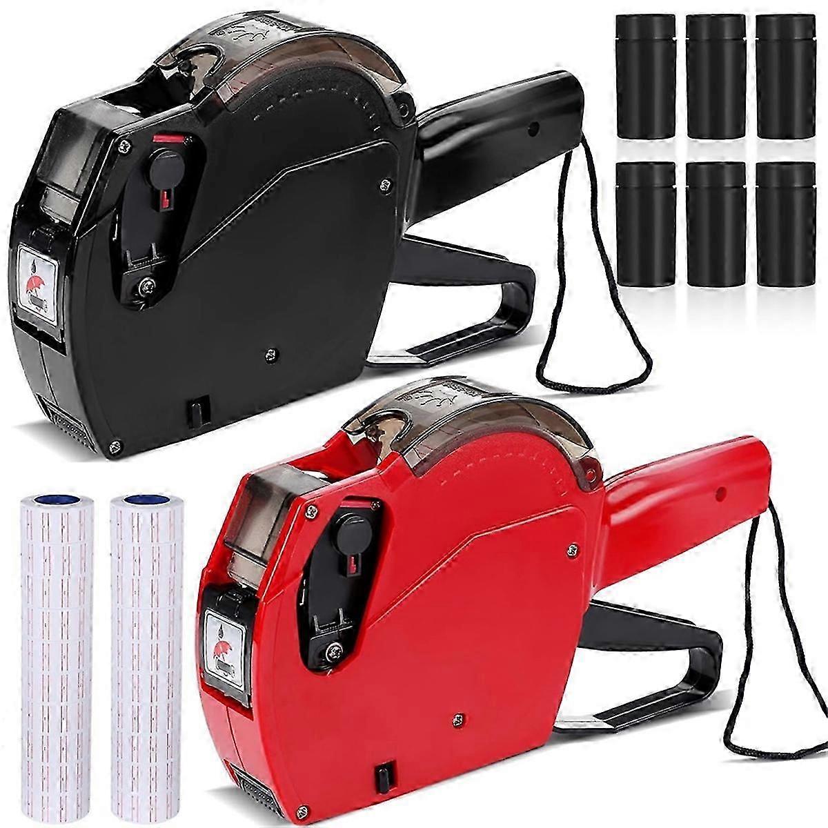 2個8桁の値札、価格-20ロールの空白の白いステッカーラベルと6つのインク詰め替えキット