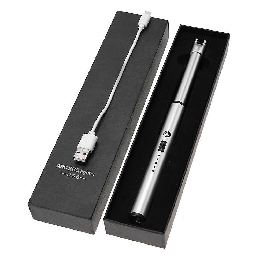 Portable USB Rechargeable Electric Arc Flameless Cigarette Lighter (Silver)