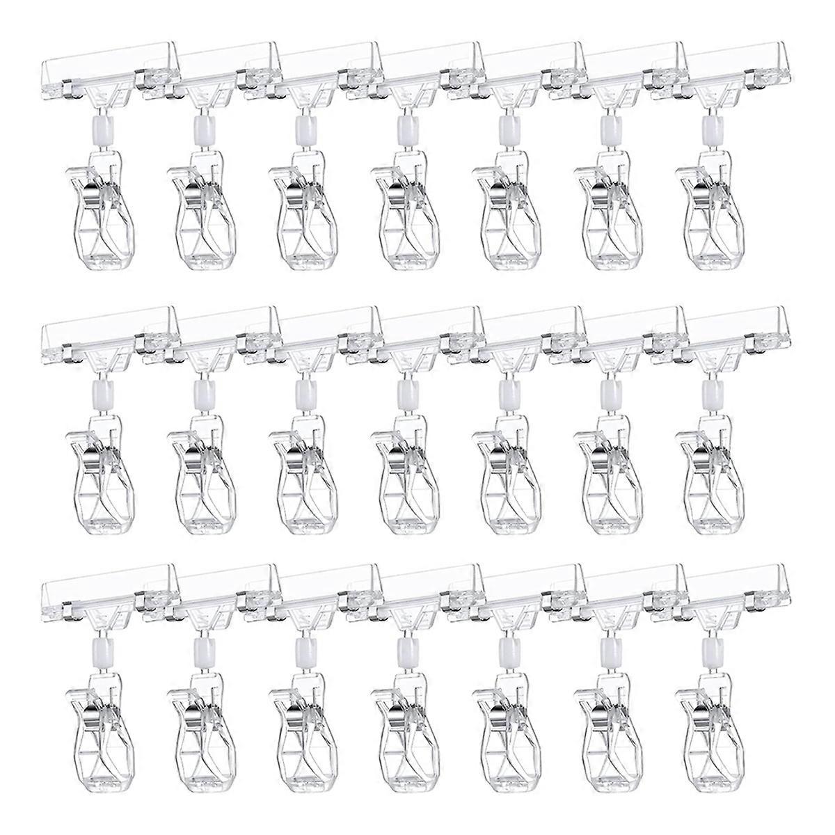 60 Pcs Plastic Sign Holder Clips Swivel Price Signs Rotatable Rack Shelf Price Clips for Merchandise