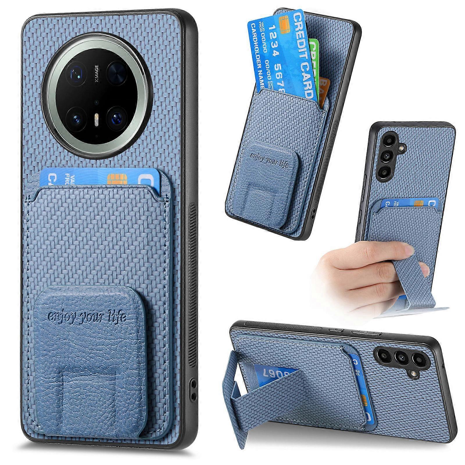 Carbon Fiber Card Bag Fold Stand Phone Case