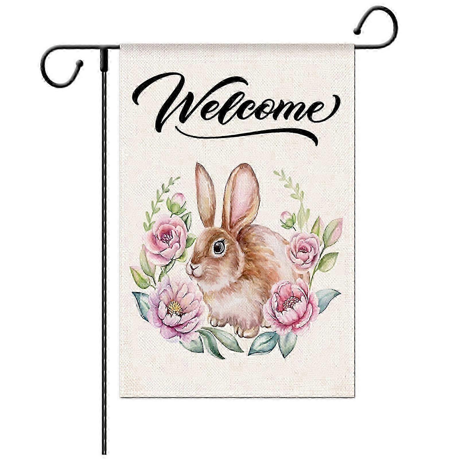 Easter Garden Flag Vertical Double Sided Printed Bunny Egg Flower Pattern for Ba