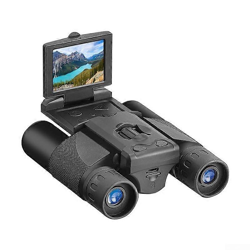 12x32 Easy Focus Binoculars with Camera & 2 inch LCD Screen, 5MP 1080P Recorder (Black)