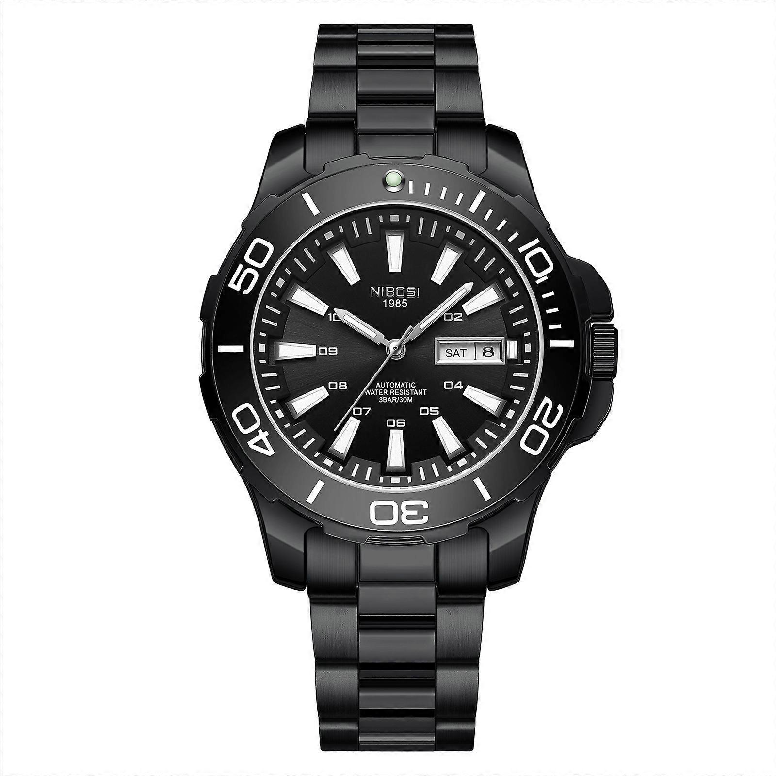 NIBOSI Men's Luxury Quartz Watch - 5ATM Waterproof with Stainless Steel Case & Date Window