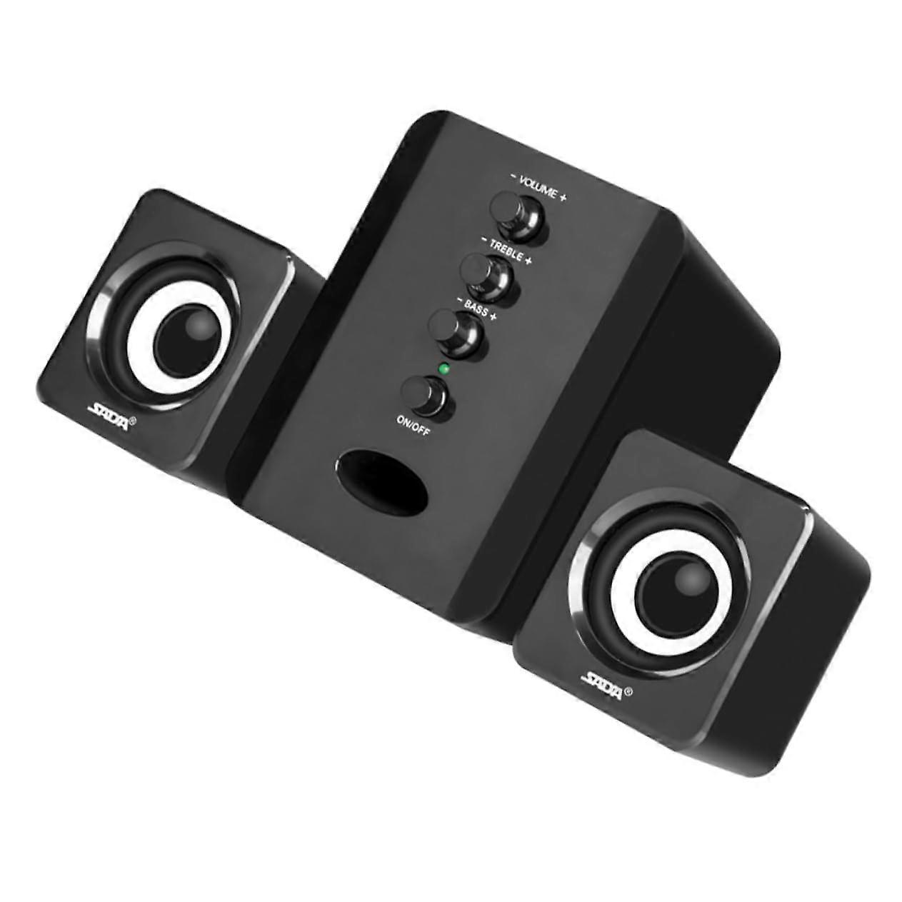 Phone Computer Desktop Speaker Set Mini 2.1 Channel Speakers for Desktop Use, Black Color, Random Logo Design
