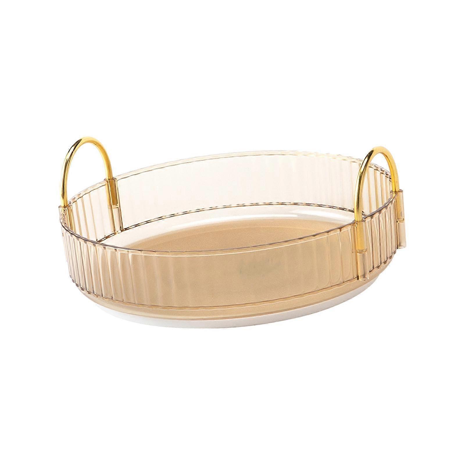 Rotating Makeup Organizer Gold Storage Container, Single Layer Spice Rack Cosmetics Display Case for Vanity and Desktop