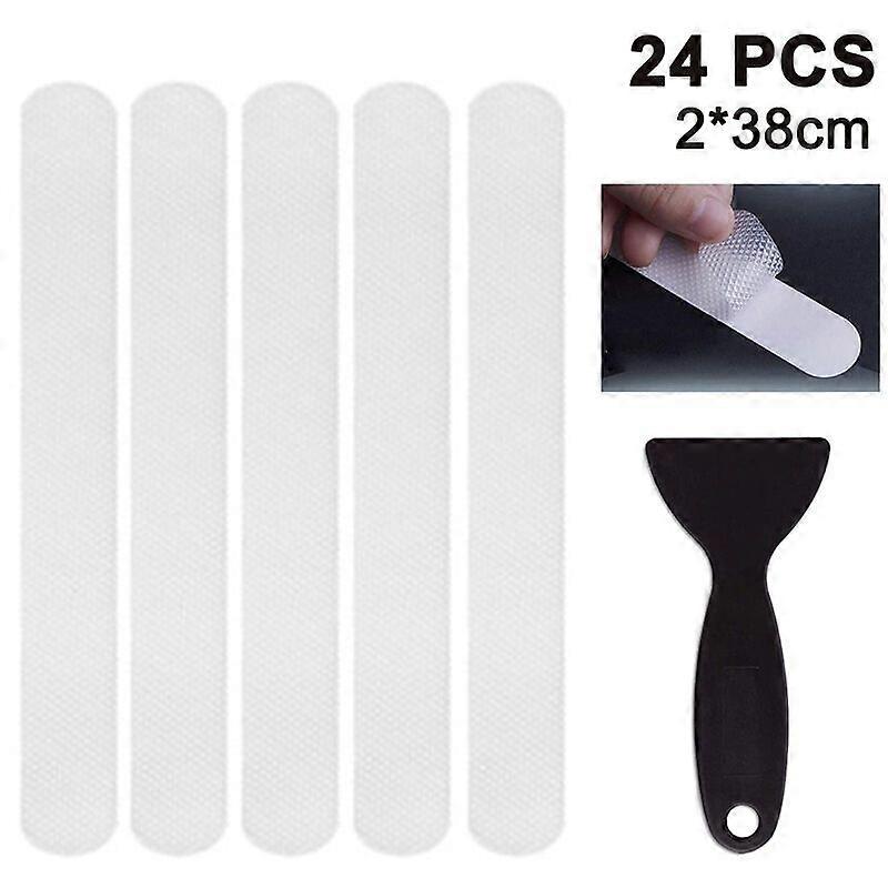 Non-Slip Shower Stickers 24Pcs Safety Bathtub Strips Adhesive Stickers with Premium Scraper for Bathtub Shower Stair Ladders 2*38cm
