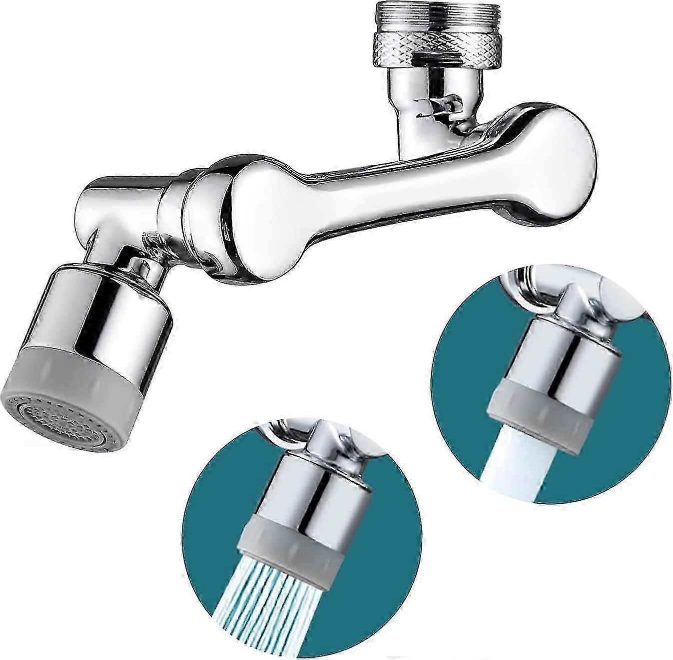 1080 Rotating Aerator, Swivel Tap Extension With Splash Filter, Jet Regulator With 2 Spray Functions For Kitchen, Bathroom (silver)