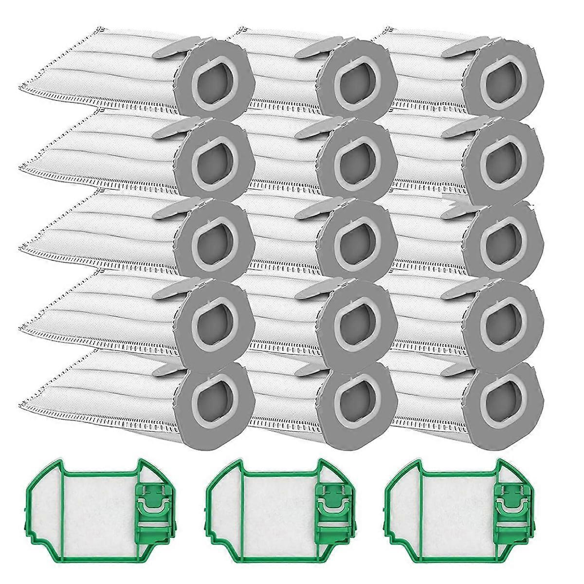 Pacote com 15 sacos para aspirador de pó Vorwerks Kobold VK7, para Kobold VK7 FP7, com 3 filtros HEPA