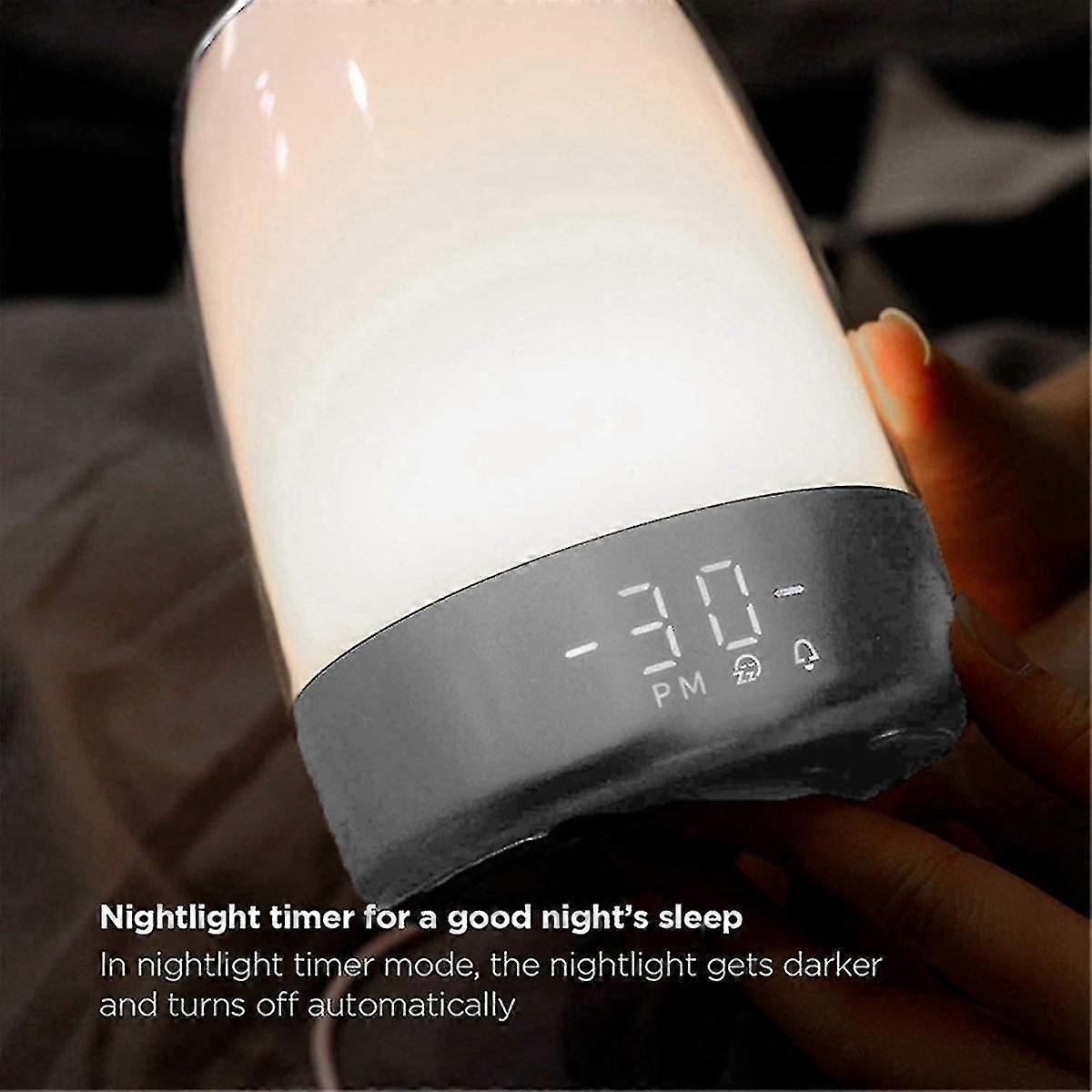 Sunrise Wake Up Alarm Clock Night light, Alarm & Snooze, 5 Color night light, Auto Color Change, Night light Timer