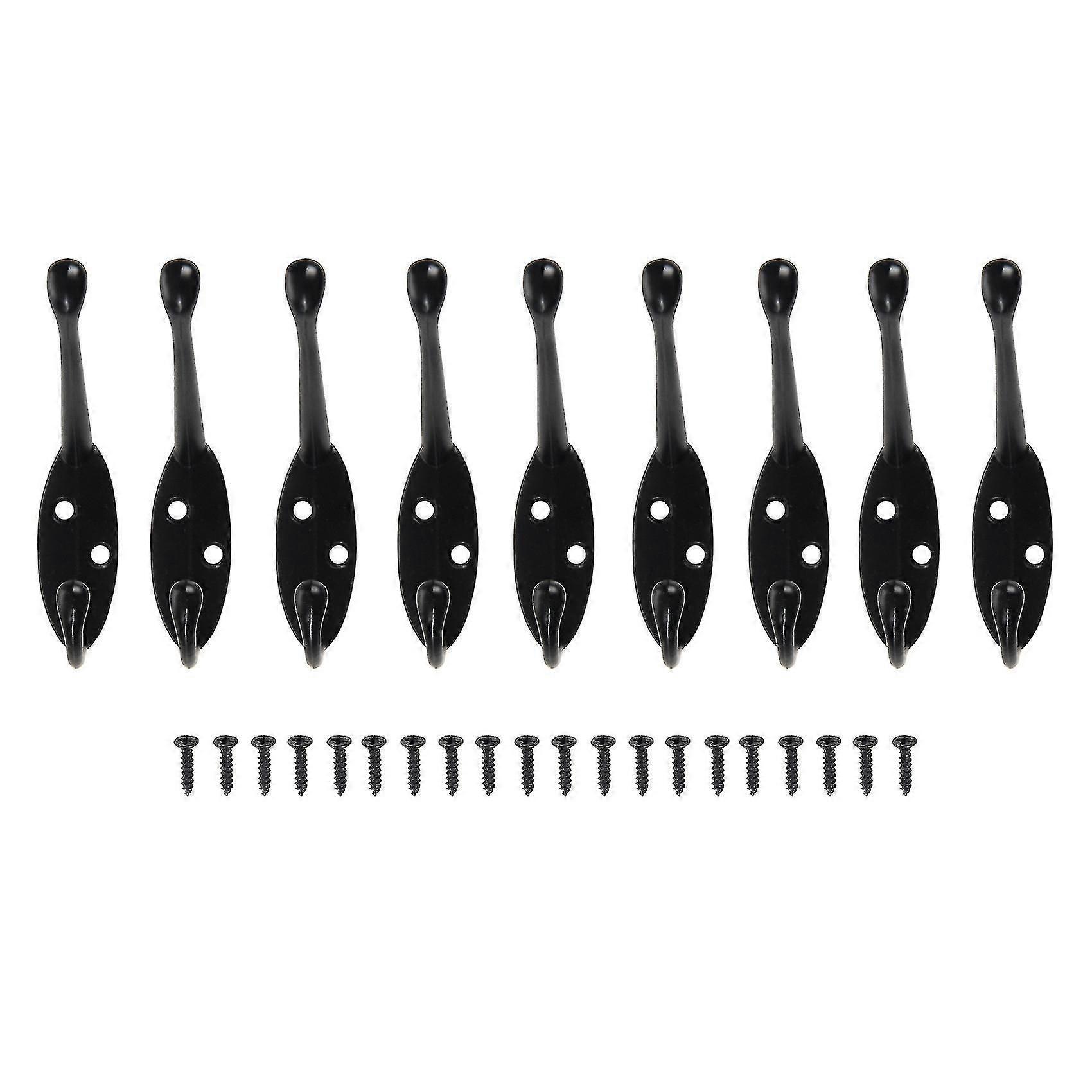 9 Pack Duty Coat Hooks til Hat Ware Dual Retro Coat H med 20 skruer