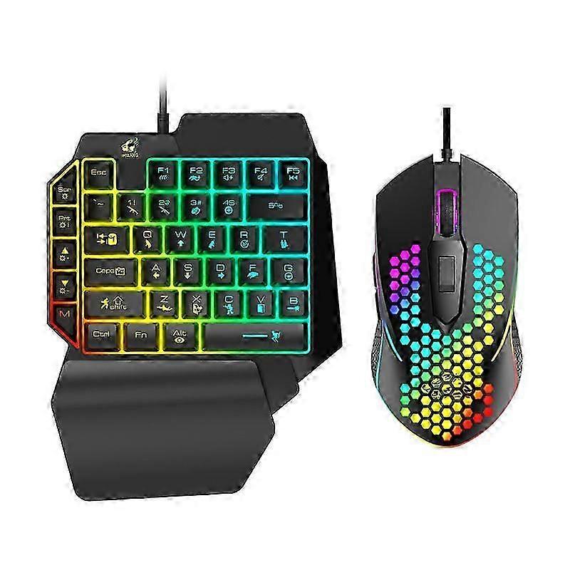 Suitable for PS5 PS5Slim PC Phone/Pad,One handed Keyboard and Mouse Set Game Esports Lightweight Hole Mouse and Mouse Set
