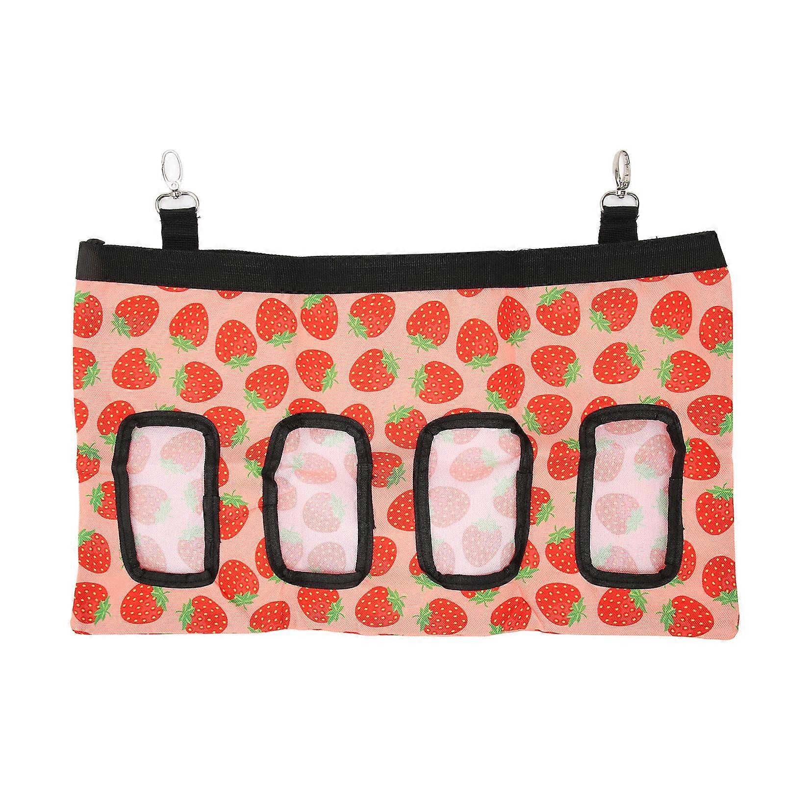 Rabbit Hay Cute Pattern Foldable Hanging Hay Feeder Bag with Holes for Guinea Pig Small Animal