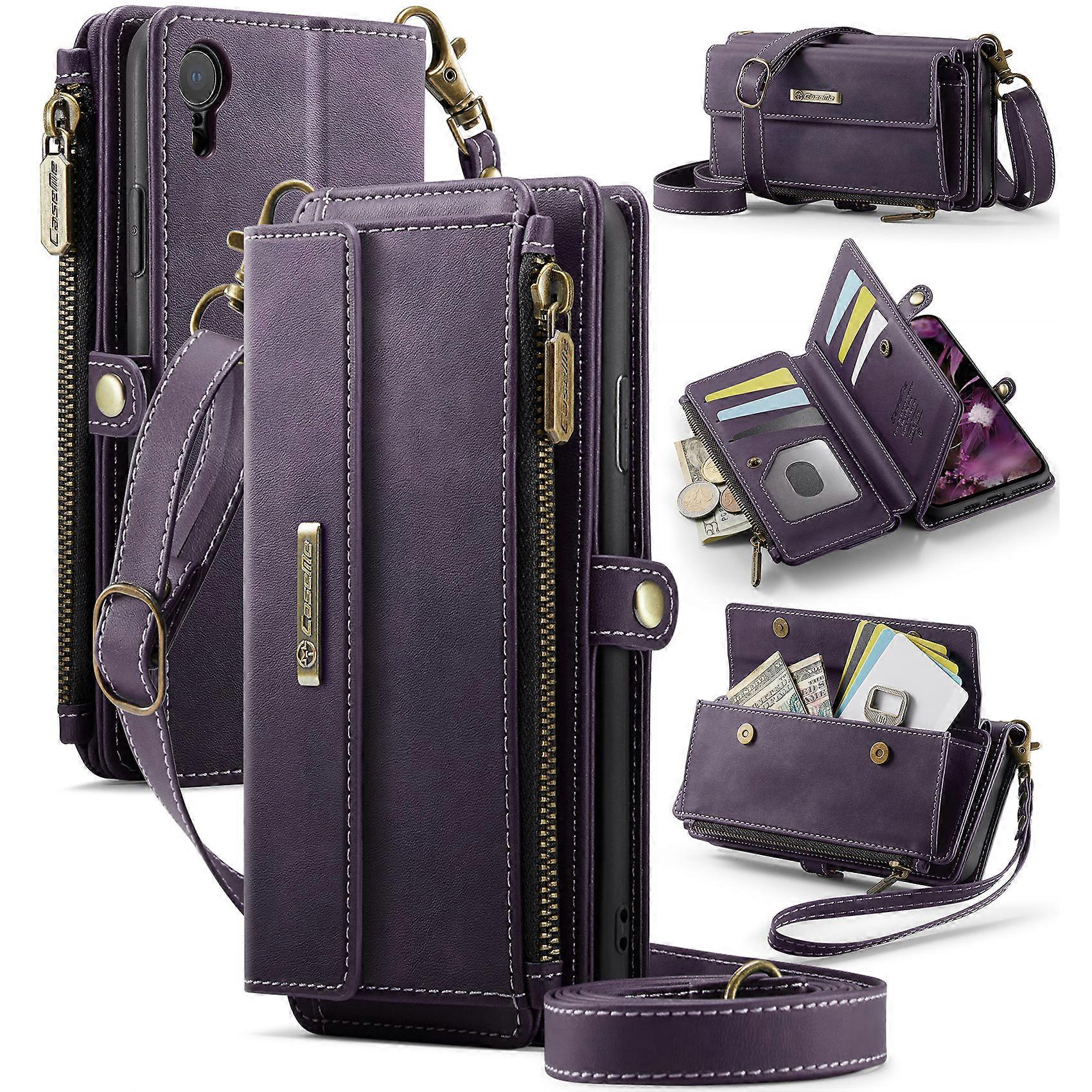 Compatible For iPhone XR 6.1 inch Case CASEME C39 RFID Zipper Wallet Stand Leather Cover with Strap