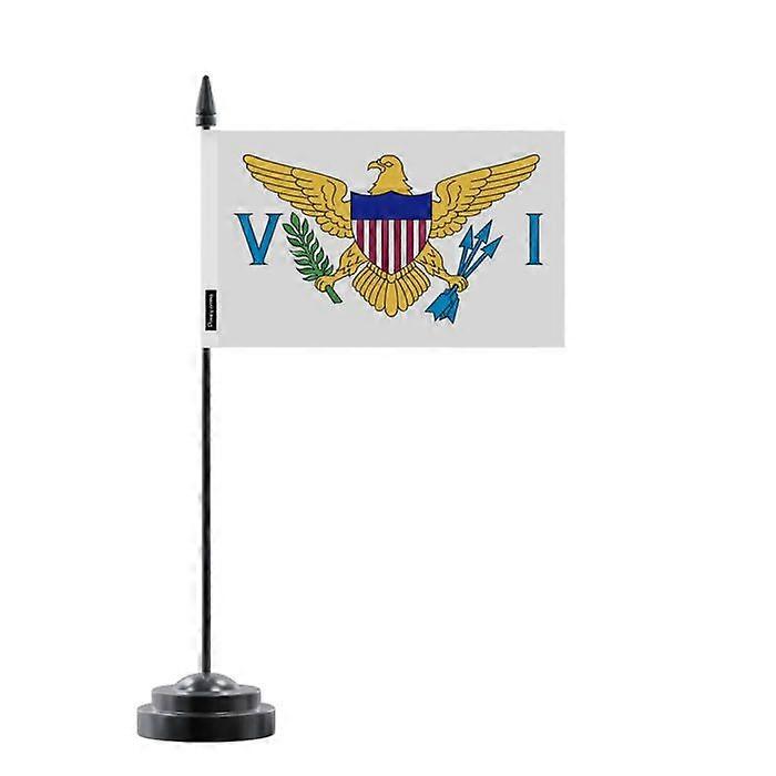 United States Virgin Islands Table Flag – 14 x 21 cm – Polyester – Black Plastic Base