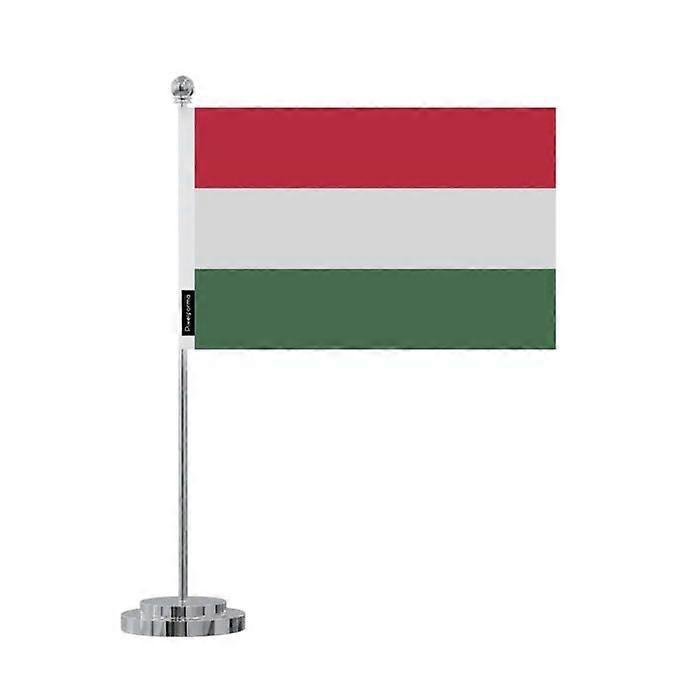 Flag desk of Hungary – 14 x 21 cm – Polyester – Stainless Steel Base