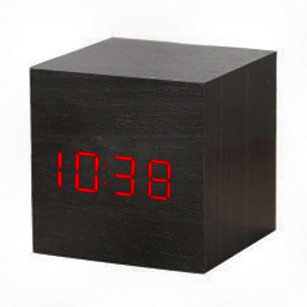 Modern Cube-Shaped Digital Alarm Clock with LED Light, Displays Time, Date, and Temperature for Kids' Bedrooms, Home, and Travel-Style Use, Suitable f