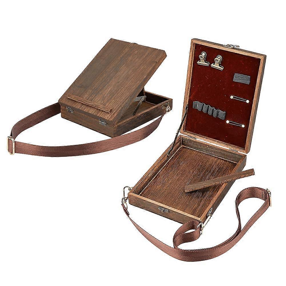 Wood Box Tabletop Easel for Painting, Sketching, and Drawing - Portable Storage with Band