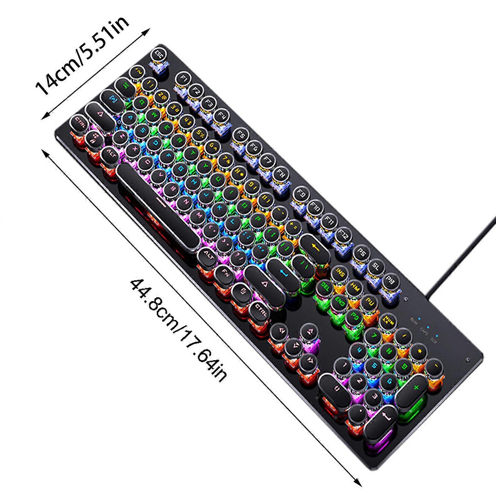 Wired 104 Keys Keyboard Mechanical Gaming Keyboard LED Backlit Round Keycap Wired Keyboard PC Gaming Accessories