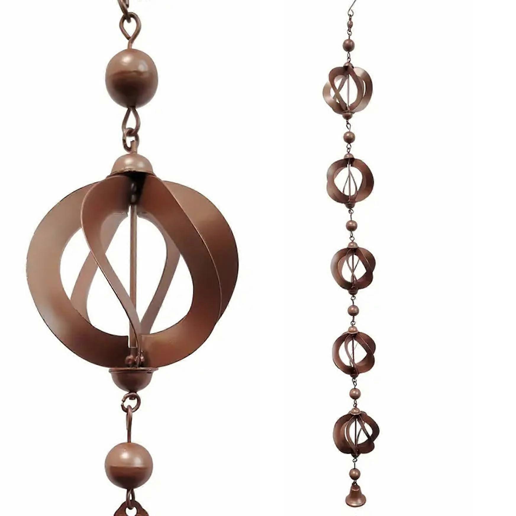 Rain Chain 42.52 Inch For Gutters, Rotating Rain Catcher Chain With Bell, Window Garden Decorations