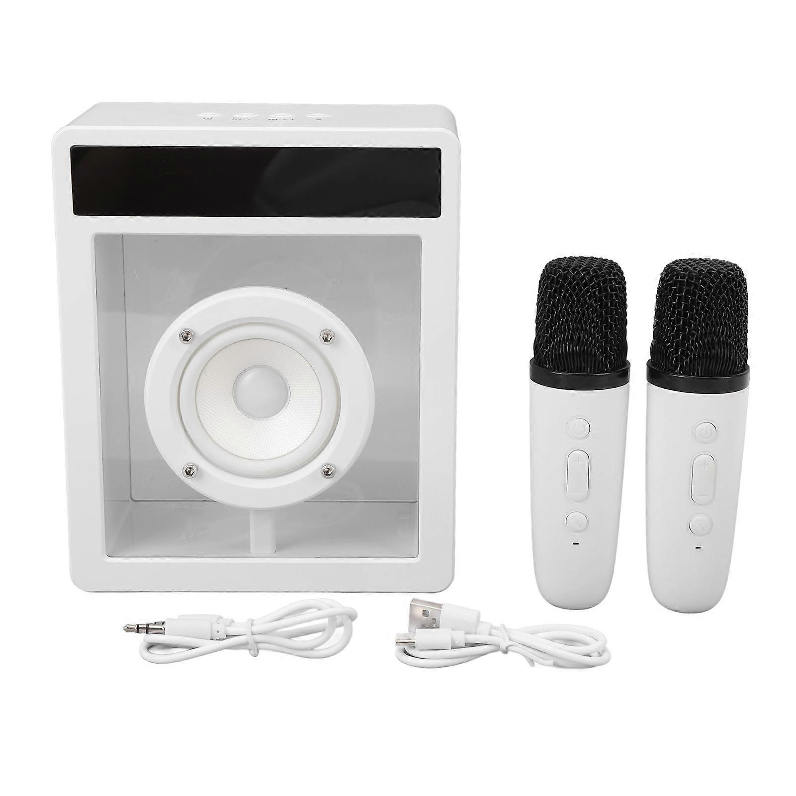 Portable Bluetooth Speaker 360° Surround Sound 10W Karaoke Machine with Ambient Lights and Lyrics Display Memory Card AUX Support for Party