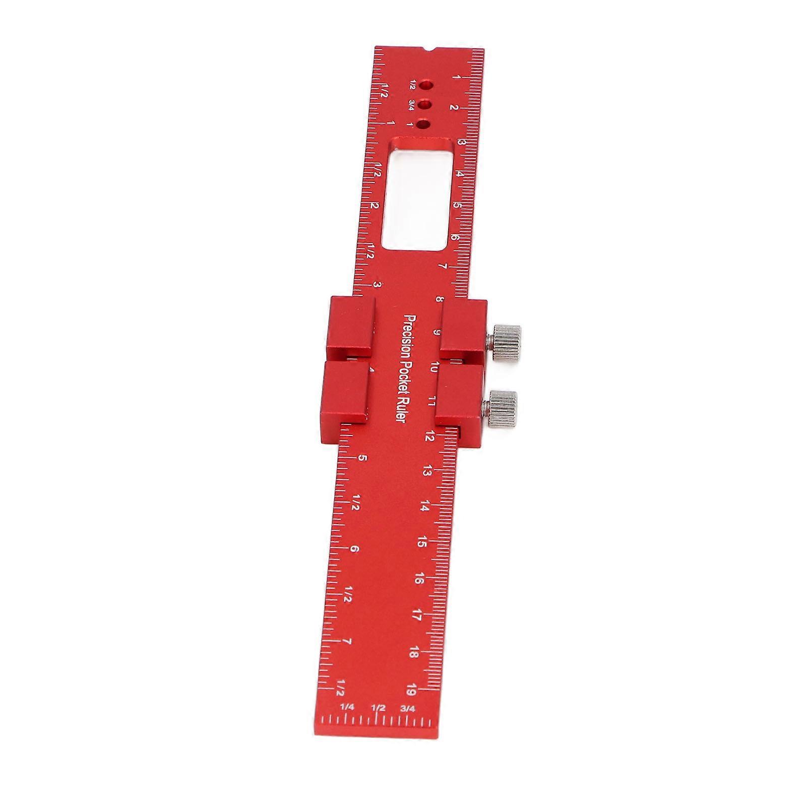 Scribing Ruler Aluminum Alloy High Accuracy Portable Metal Slide Ruler Woodworking Tool 200mm 