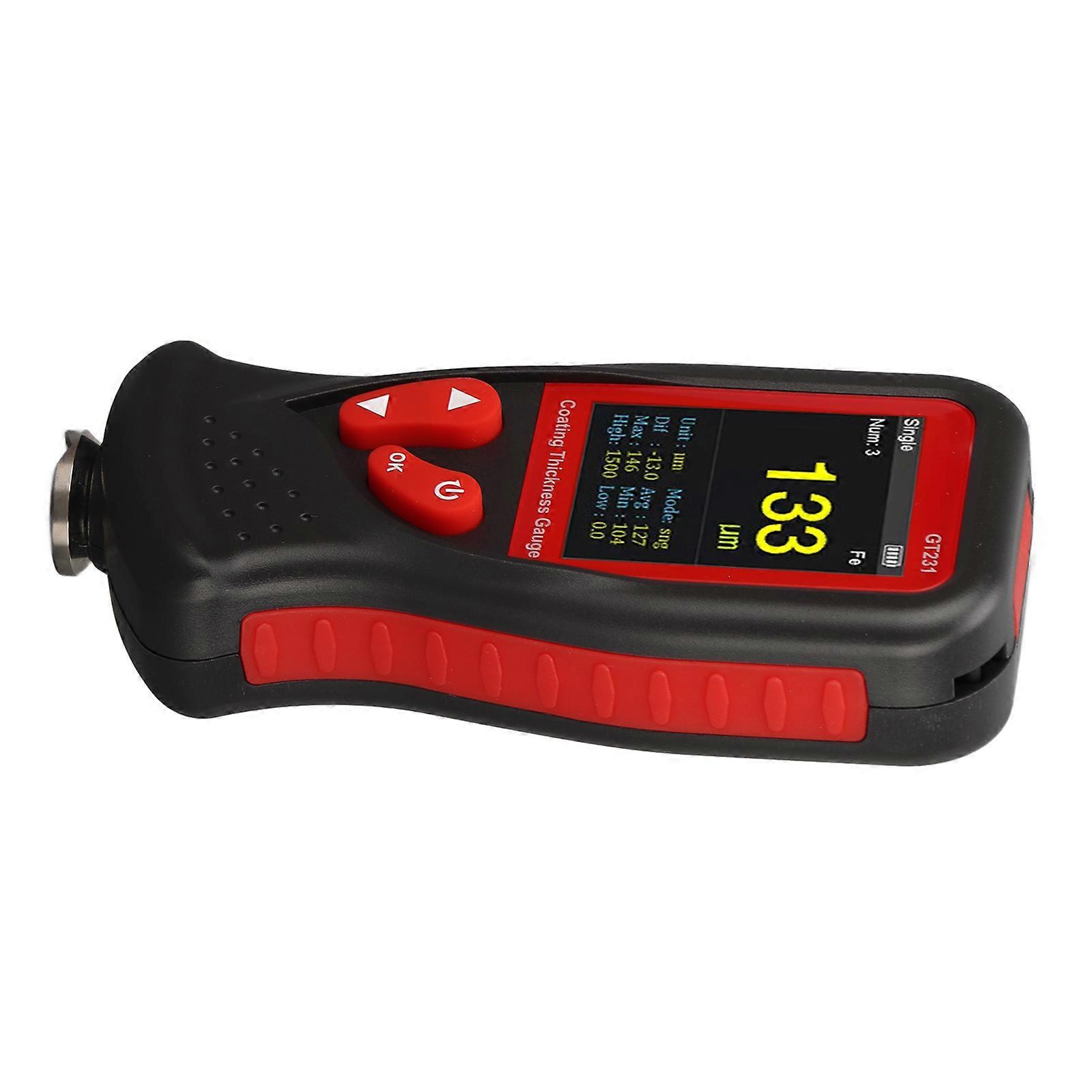Paint Thickness Gauge 0.1mil Resolution HD Color Display Auto Off Rechargeable Coating Thickness Meter 