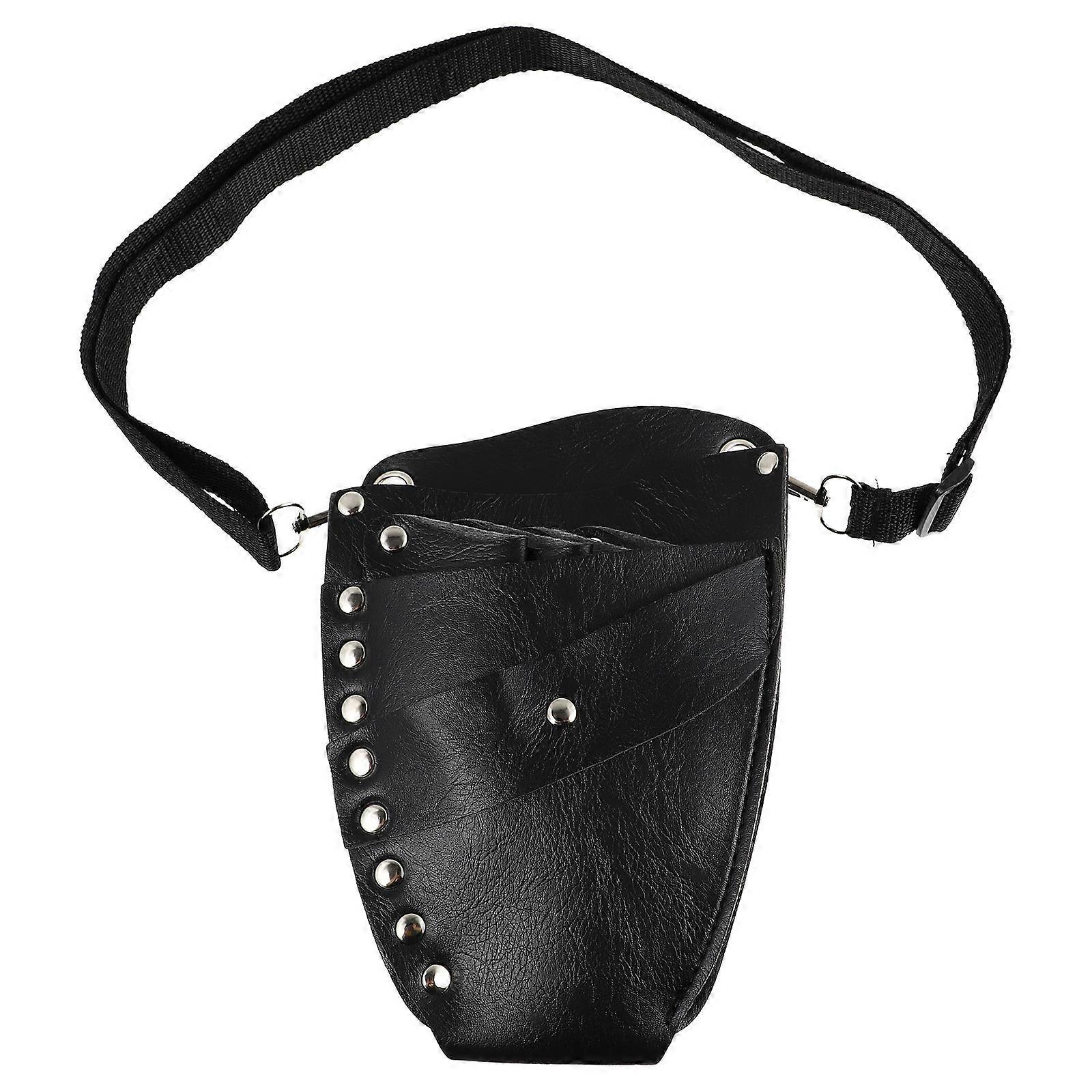 Waist Bag for Salon Use Black Multi-Functional Scissors Holder Compact Size