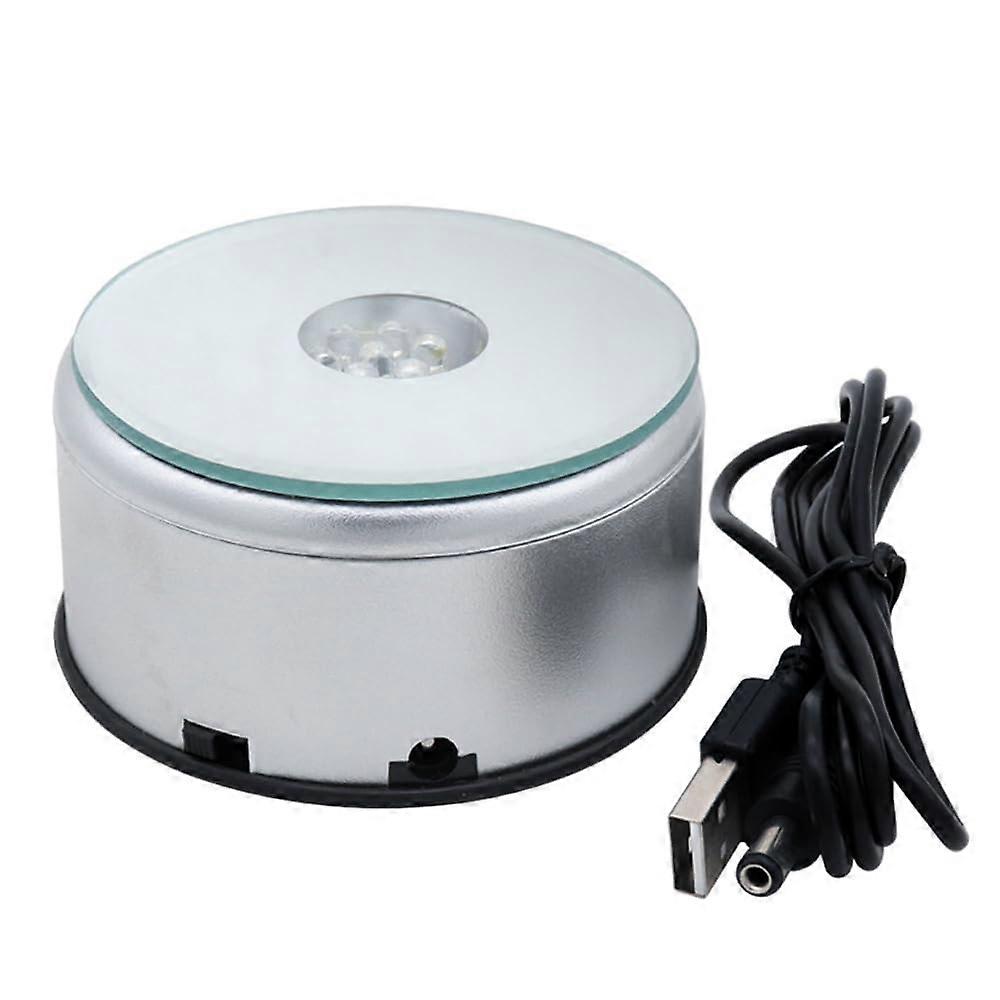 LED Rotating Stand 7 Colors Color Changing Light Crystal Display Base Turntable Display Stand for Cups Crystal Glass Art Collectibles Statues Jewelry