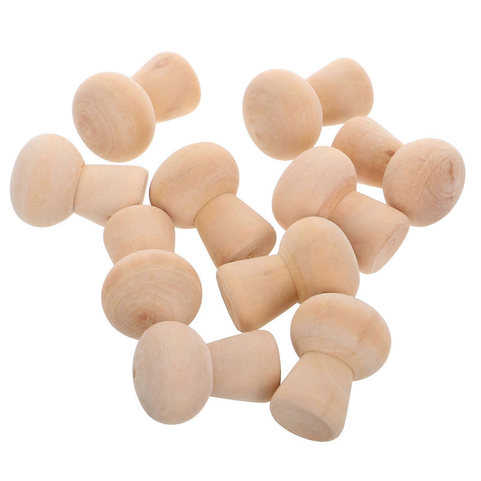 10pcs Unfinished Wooden Mushroom Ornaments for DIY Crafting – Light Brown Creative Decor for Students & Art Projects