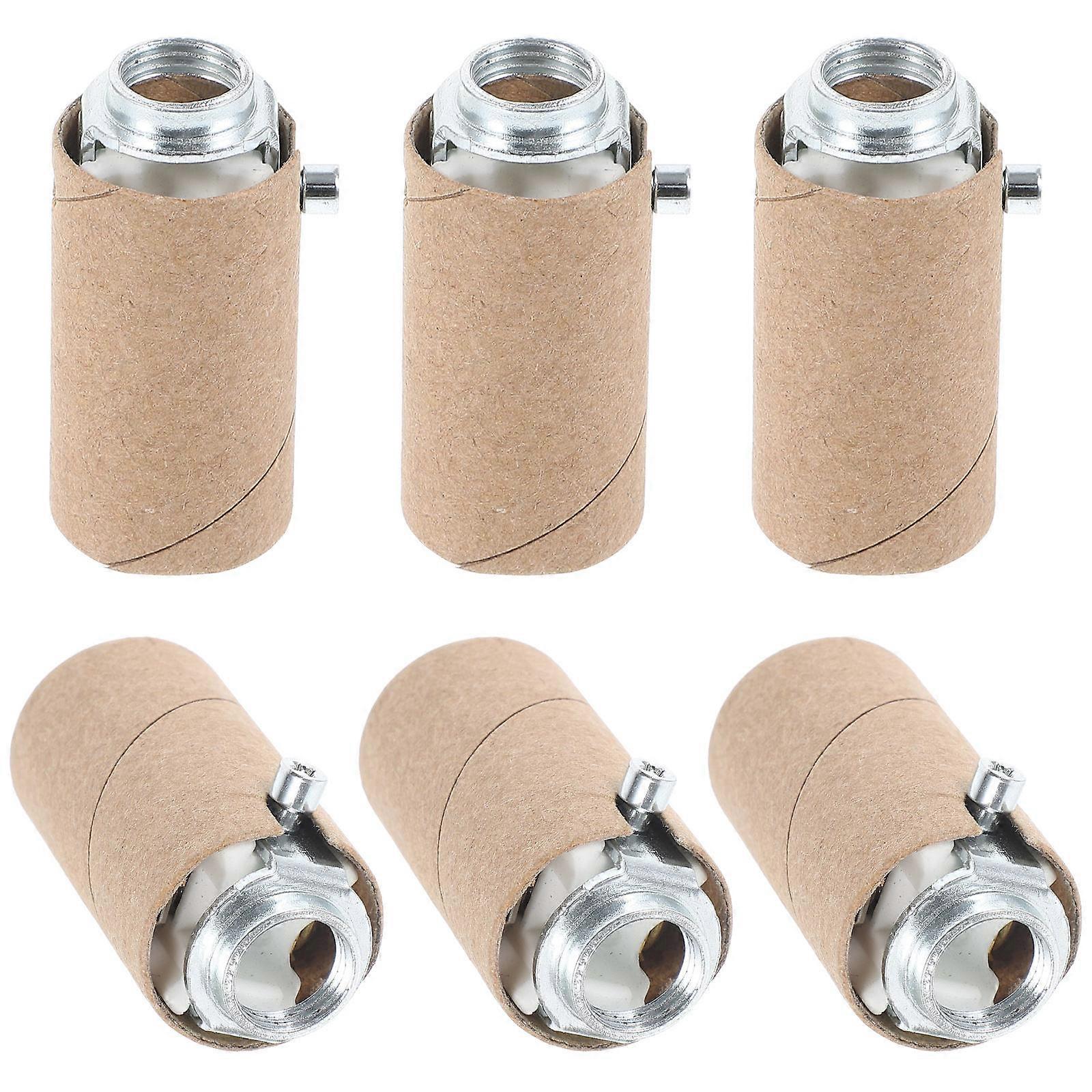 Light Bulb Holder E12 Base Candelabra Socket Multifunctional Design For Commercial Lighting 6Pcs Khaki Paper