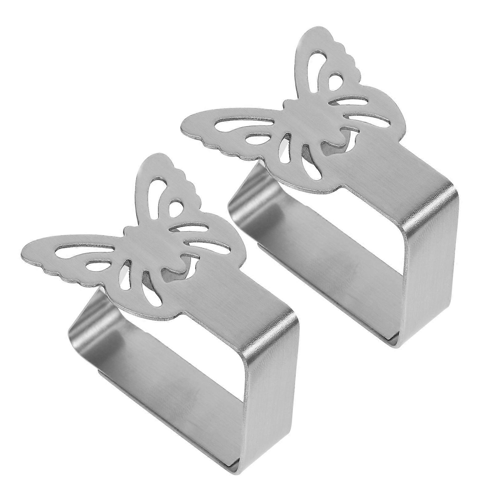 Stainless Steel Table Cloth Clips Fix Tablecloth Buffet Adjustable Clamp Shape 2Pcs