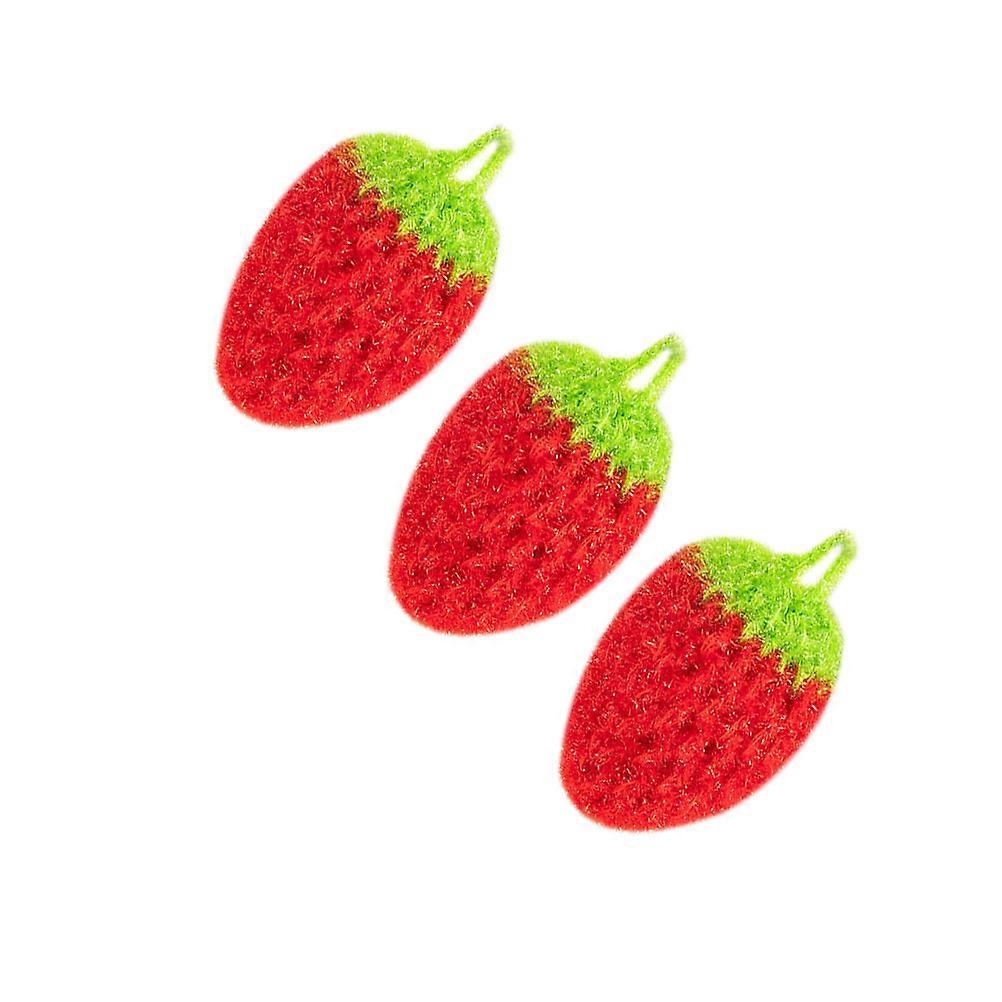 3pcs Creative Kitchen Gadgets Strong Absorbent Strawberry Design Dish Cloths for Quick Foaming Cleaning, Practical and Convenient Red Towels