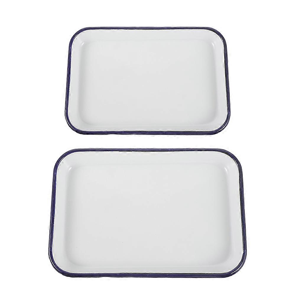 Rectangular Enamel Tray Non-Stick Wear-Resistant Baking Pan For Kitchen 31.00X21.00X3.60cm 2Pcs