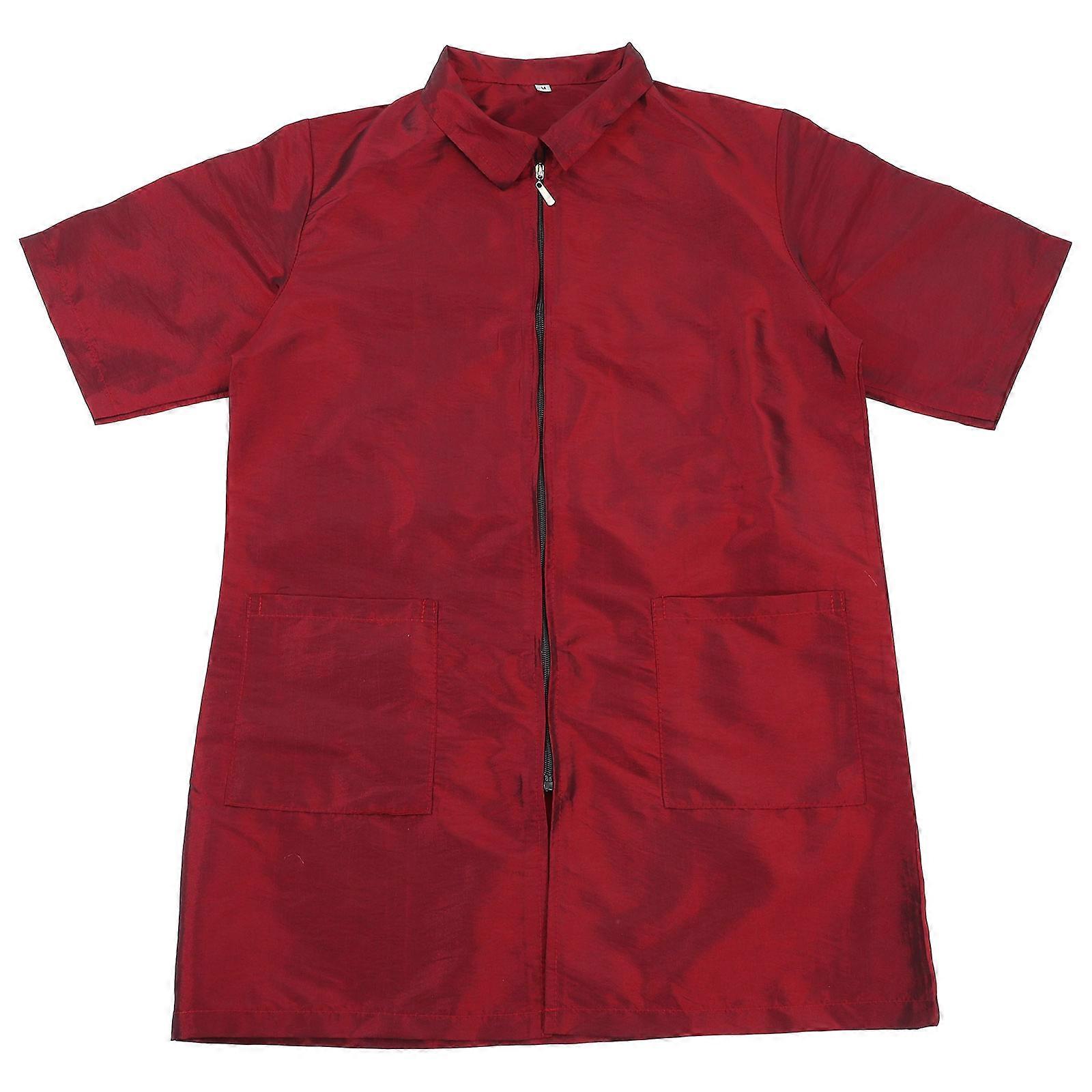Uniforme de toilettage pour femmes animalerie manches courtes brocart rouge polyester confortable et durable 1pcs