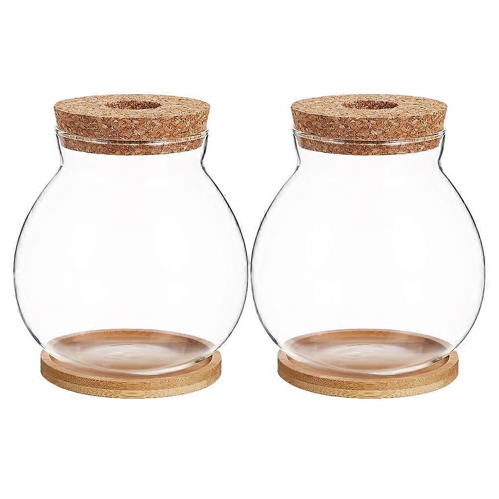 Glass Planter Jar Desktop Propagation Station Hydroponic Vases Cylindrical Shape Transparent Color For Indoor Decoration 2 Sets