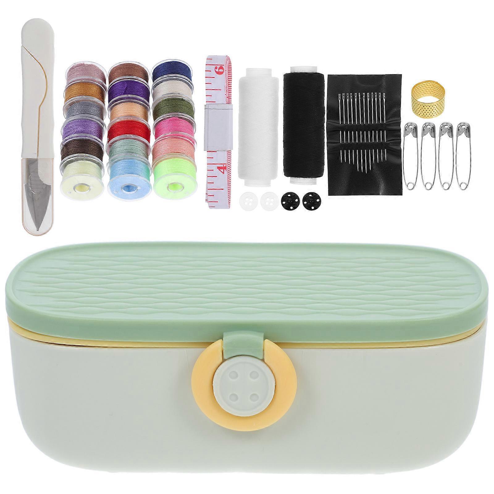 Sewing Kit Box Organizer Portable Sewing Supply Storage for Home Use Travel Beginners Rectangular Compact 1Set