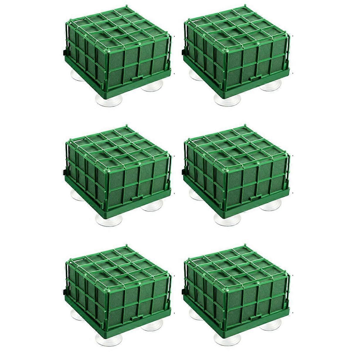 6 Pcs Square Flower Foam Cage Flower Stand with Floral Foam&Suction Cup,for Wedding Table Centerpiec