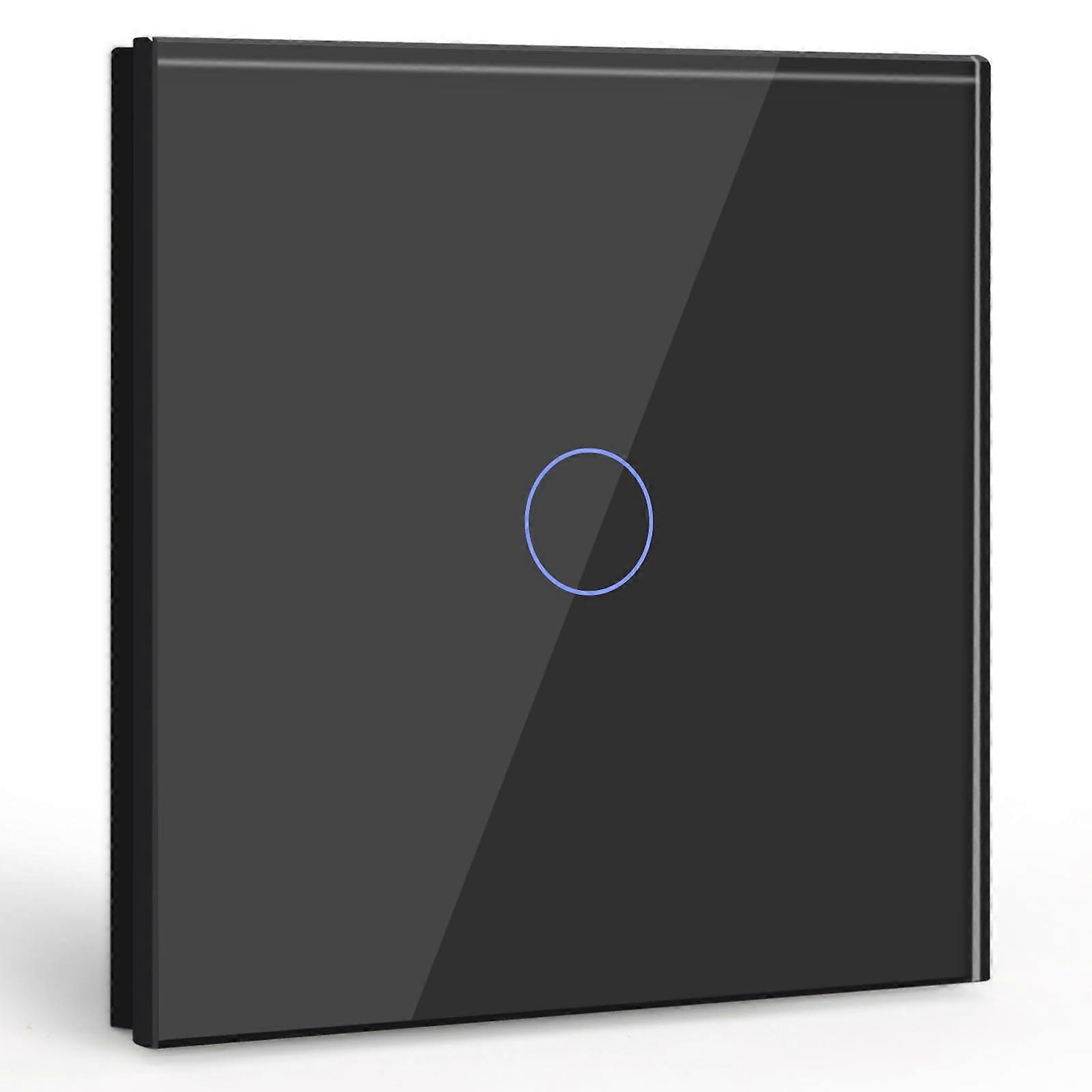 1 Gang 1 Way Touch Switch,Black Light Switch with LED Display Light