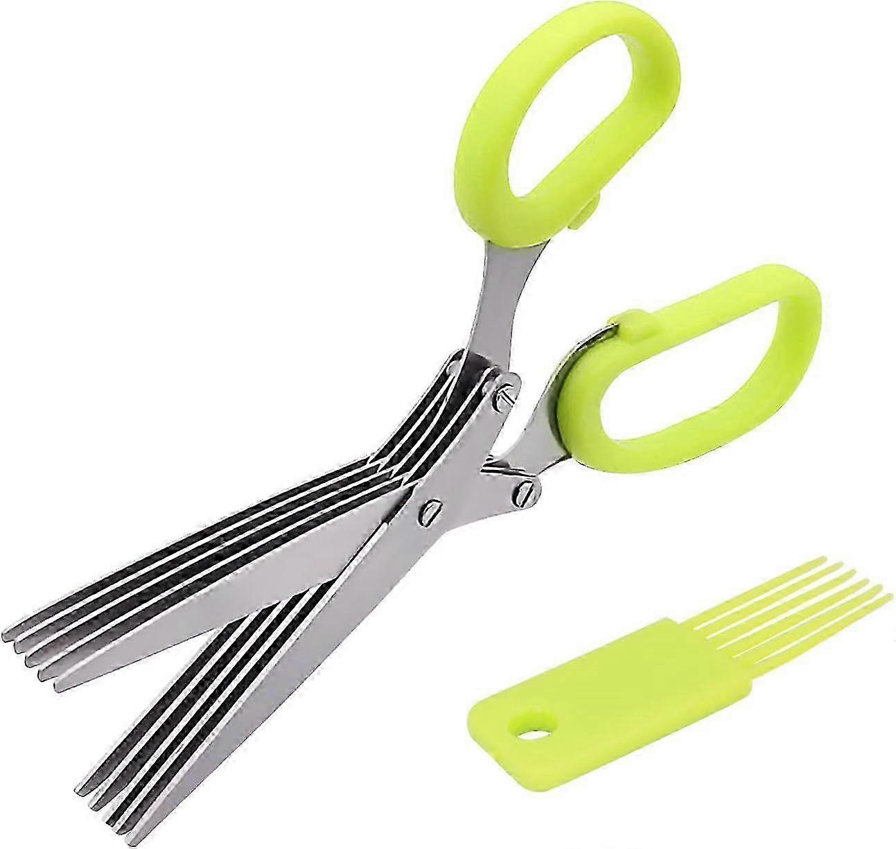 5-Blade Stainless Steel Herb Scissors with Cleaning Comb