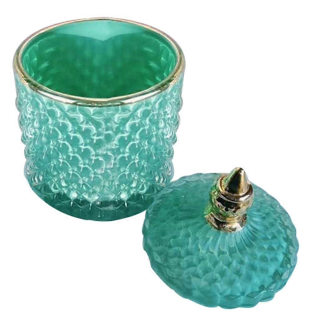 Glass Candy Jar Airtight Storage Container Multi Functional Dry Food Can for Cookies Snacks Loose Tea Elegant Blue Design Home Organization