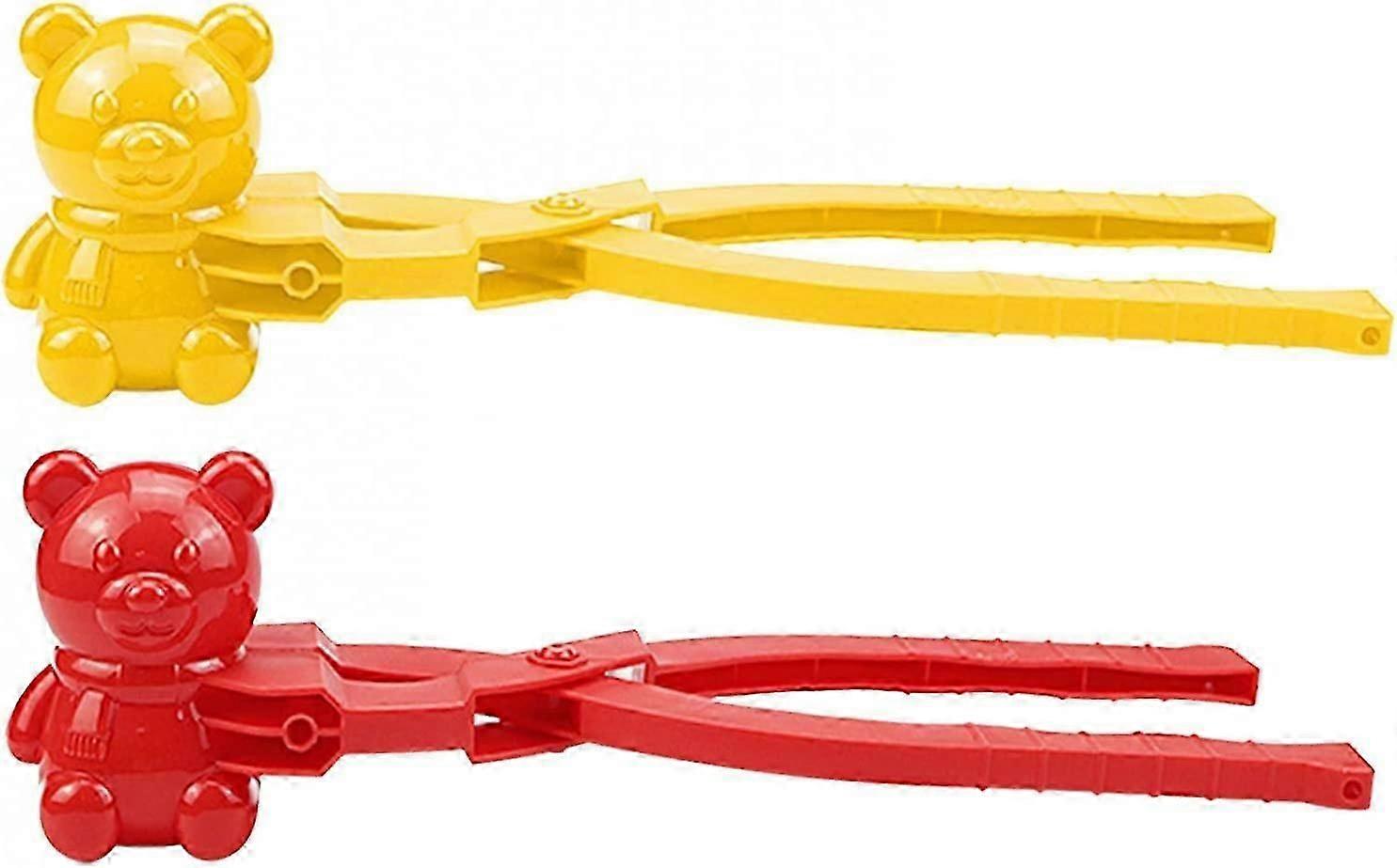Snowball Maker Tool Bear Shaped Snow Snowball Maker Clip Maker Shaped Snow Sand Mold Tool (Red+Yellow, large)