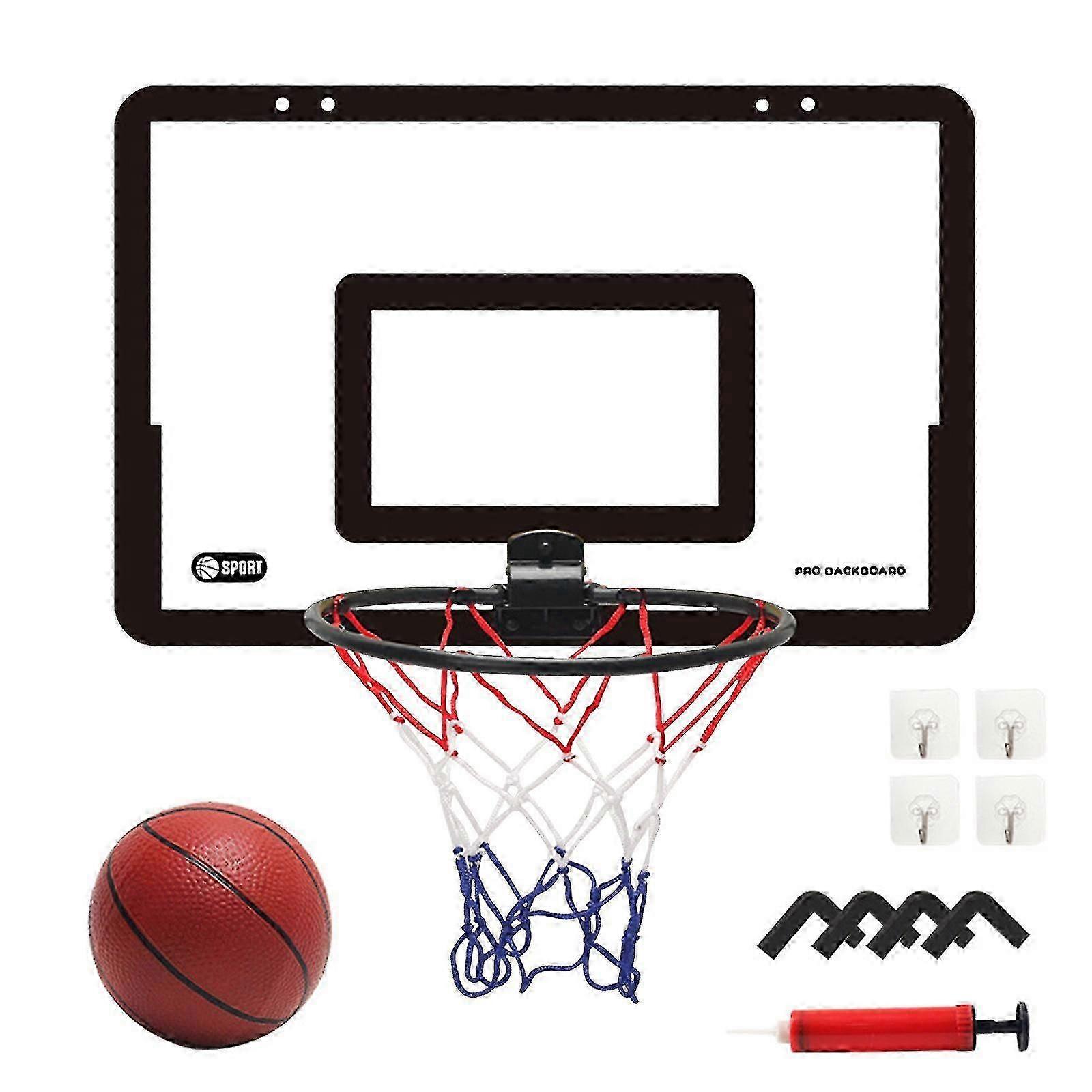 Transparent Hanging Door Basketball Board with Basket Net, Hooks, and Basketball