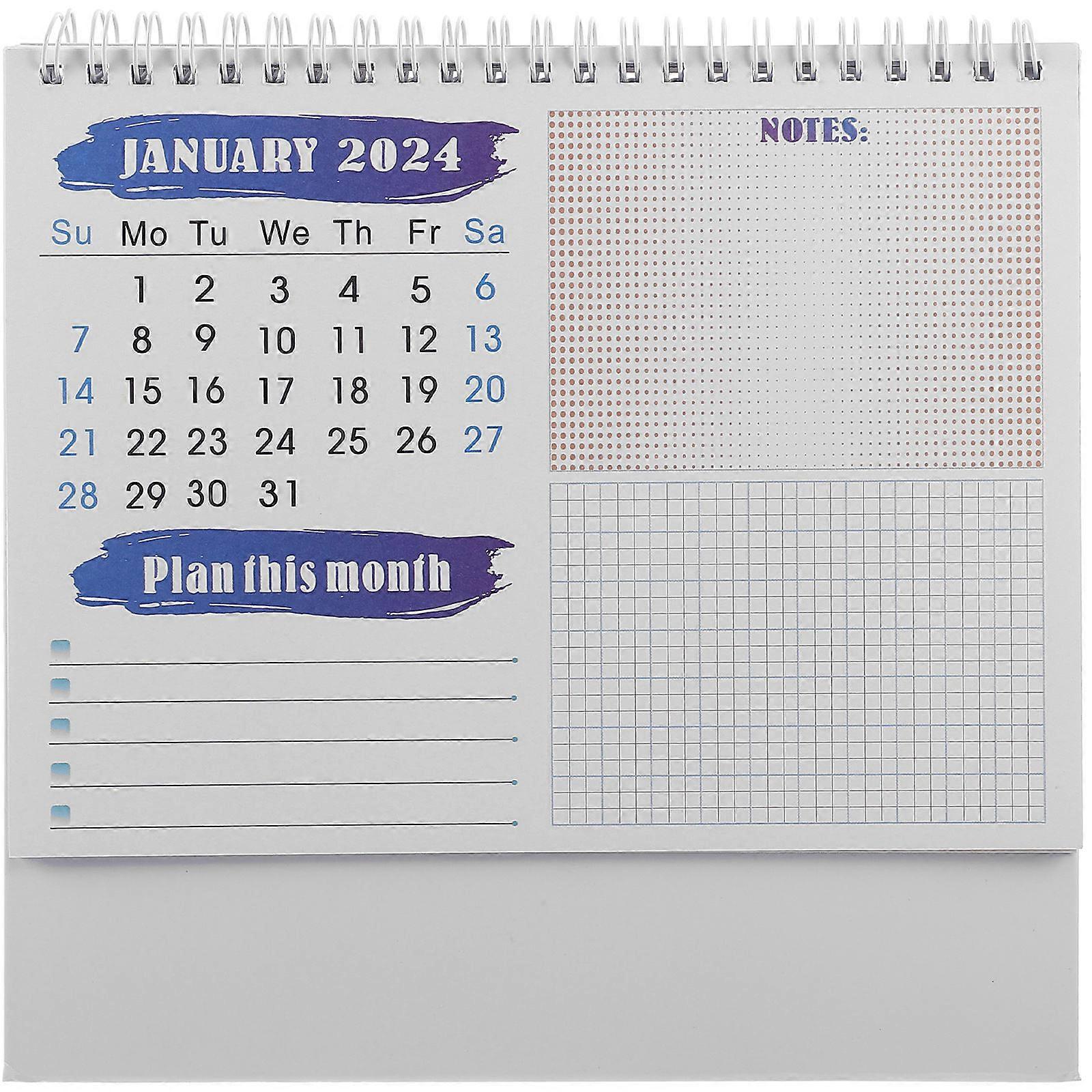 Office Use Desk Calendar Simple and Chic Design Multi Color 20.50X20.50X8.00cm Planning 1Pack